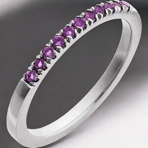 Amethyst Stackable Ring in 10kt White Gold